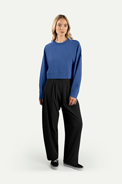 KAFT Women's Basic Regular Crop Sweatshirt - Ruvien - Comet