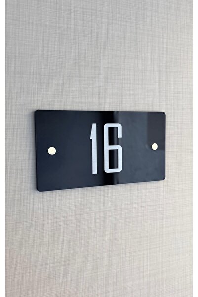 Yönline 2 Pieces Black Glossy Plexiglass with Gold Detail 13X7 cm Door Number Self-Adhesive