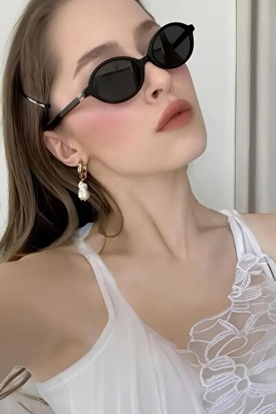 BirYıldızOl Miux Gradient Oval Women's Sunglasses with Gold Accessories