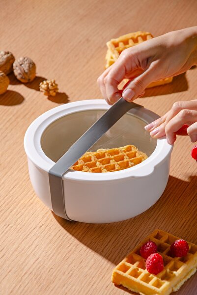 Le murano Moca Stoneware Airtight Storage Container with Transparent Lid 1000 ml | White