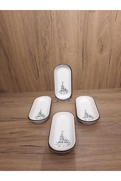 Keramika Boat Plate 4 Pieces 16X8 cm Patterned Matte