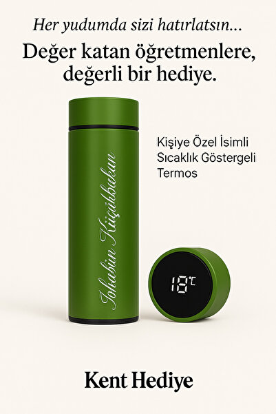 Bymiel Kişiye Özel İsim Yazılı Dijital Sıcaklık Göstergeli Termos – 500 ml