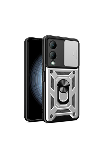 eco port Vivo Y17S Compatible Case with Pars Lens Ring Silicone - Silver