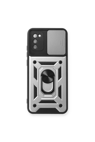 eco port Samsung Galaxy A03S Case with Pars Lens Ring Silicone - Silver