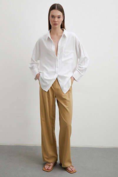 TRENDQUEL Πουκάμισο από λινό μείγμα λινό με πριμοδόξα λευκό