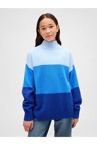 GAP Kız Çocuk Mavi CashSoft Çizgili Tunik Kazak