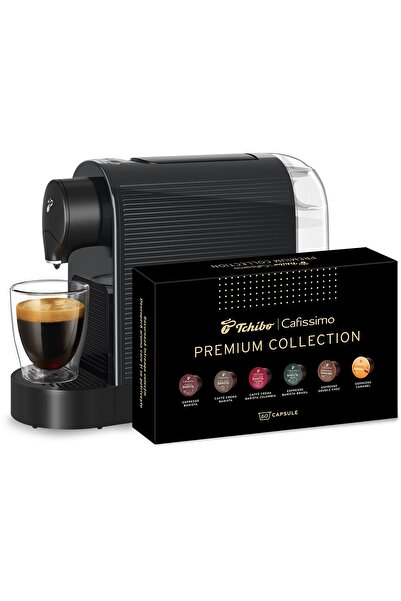 Tchibo Cafissimo PURE Plus Black capsule espresso machine + coffee capsule set