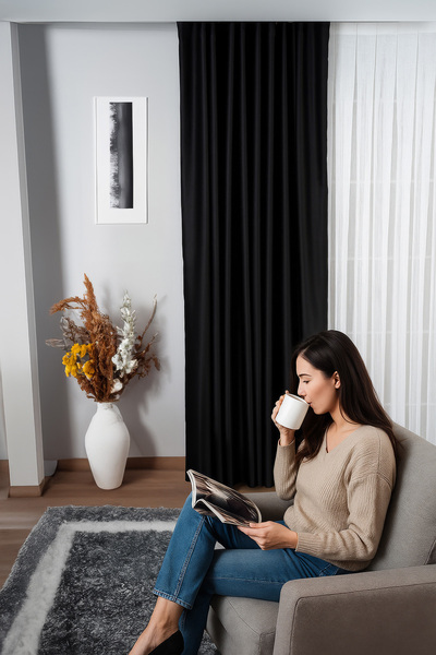 QUBA DECO Blackout Işık Geçirmez Karartma Kalın Fon Perde Salon Yatak Odası Ç...