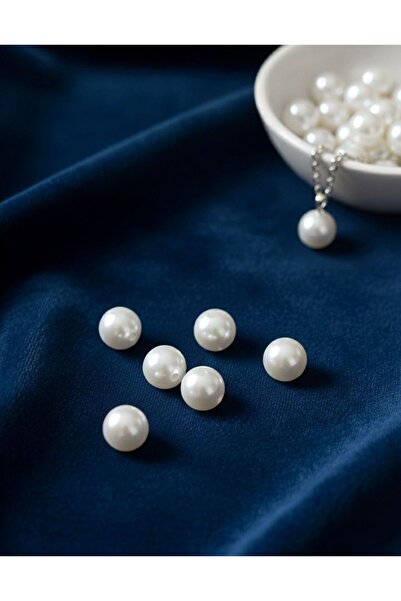 BEİLYS COSMETİCS & ACCESSORY White Pearl Acrylic Round Beads (18mm) - 30 Pieces B:93