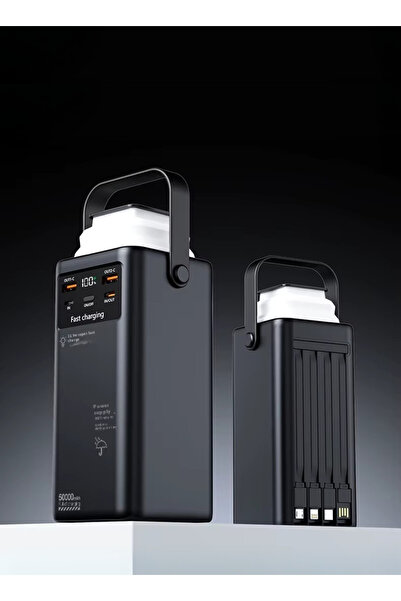 Levino 50000mAh Power Bank with Display, 22.5W Fast Charge, 4 Cables & LED – Black