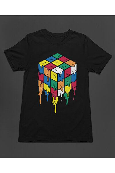 Bumeta Rubik's Intelligence Cube Colorful Combination Fluid Printed Unisex T-Shirt T-Shirt