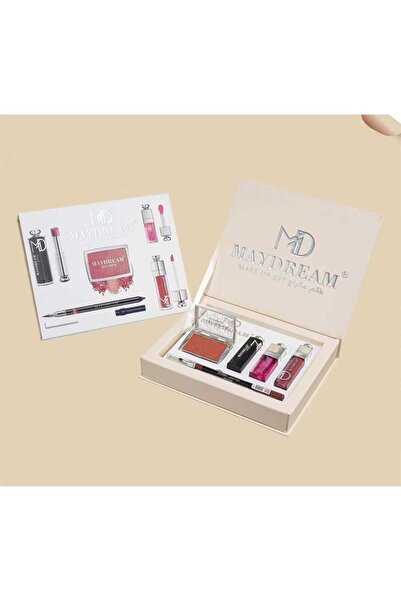 MAYDREAM Beige set: lipsticks + lip gloss + lip liner + powder blush PH-
