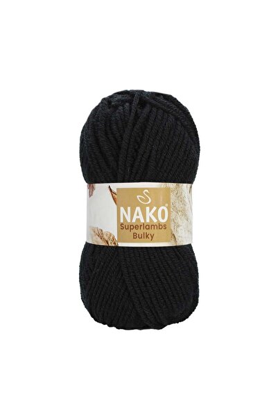 NAKO Süperlambs Bulky 217 Siyah Kalın Yünlü El Örgü İpi