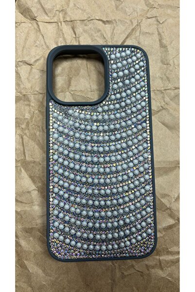 İPHONE 15 PRO MAX SİMLİ TAŞLI GRİ KILIF