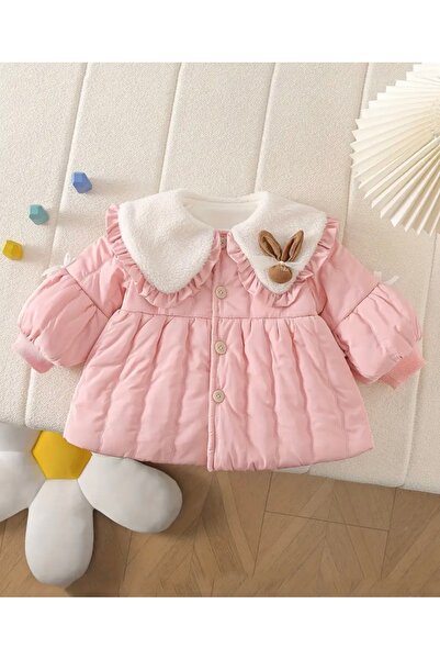 eladamoda Pink Soft Inside Peter Pan collar Girls' down Jacket (Imported)