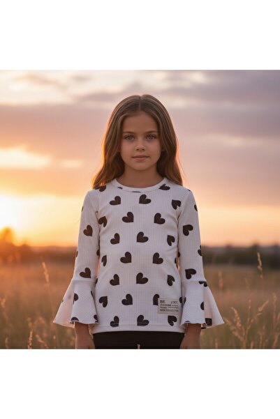 FESSHERA KİDS Swea pentru fete tricou cu mânecă lungă material reiat cu model...