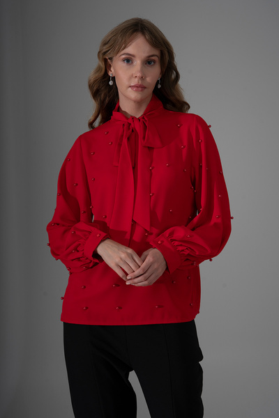 Lila Rose İnci işlemeli Şık Bluz