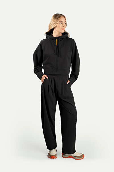 KAFT Women's Crop Zippered Hoodie - Pluren - Tar