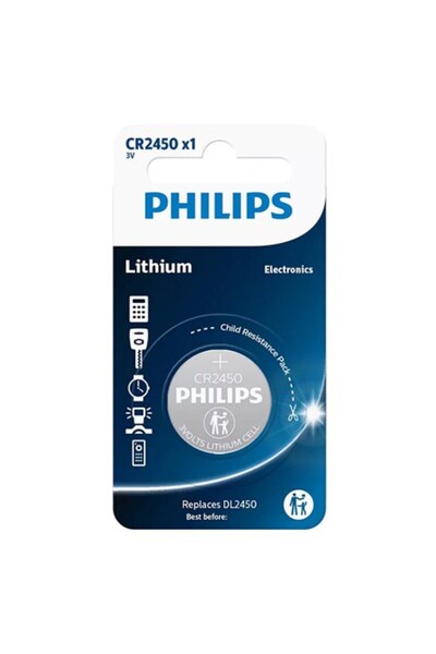 Philips Battery Lithium Cr2450, 600mAh, Blister 1 pc