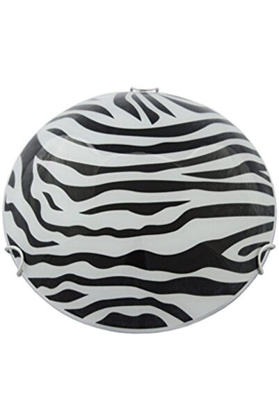 Spot Round Glass Ceiling Lamp 25 cm Zebra 1xE27 White Matte with Black Lines