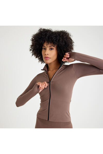 Tria Body Безшевна спортна яке с цип и пръстени за пръстите