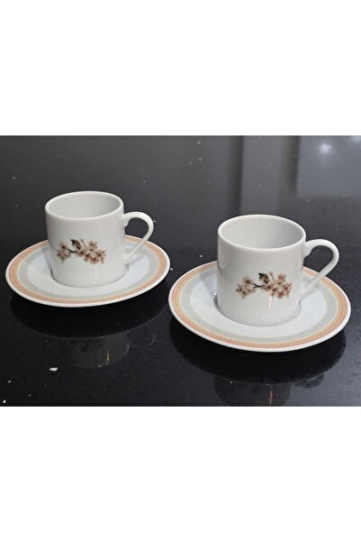 Porland Pink Flower Porcelain Pasta Coffee Serving Presentation Set for 2 People