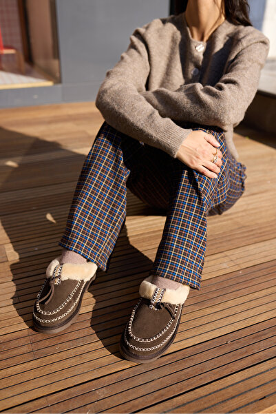 ANGELİNA JONES Valenni̇ Women's Brown Real Suede Eva Ultramini Shoes Boots