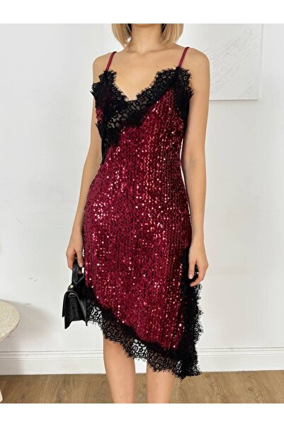 Lady Pixie Sparkly Mini Dress with Lace and Slit Detail