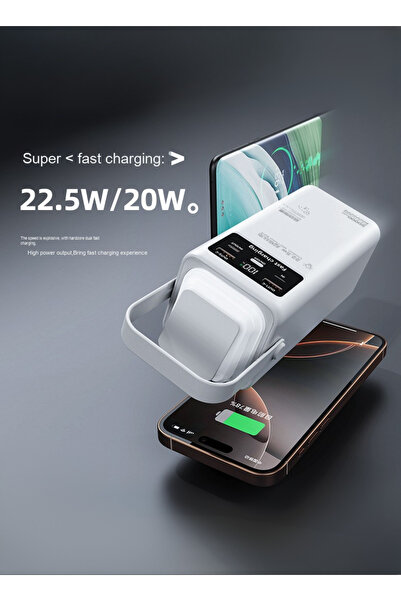 Levino 50000mAh Power Bank with Display, 22.5W Fast Charge, 4 Cables & LED – Black