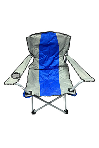 Kovar Foldable Camping Chair With Cup And Snacks Holder, Wide And Skid Proof Feet- Blue