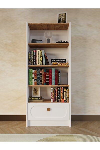 umondesign Boho 5 Raflı Kapaklı Kitaplık MDF Dekoratif Kapak