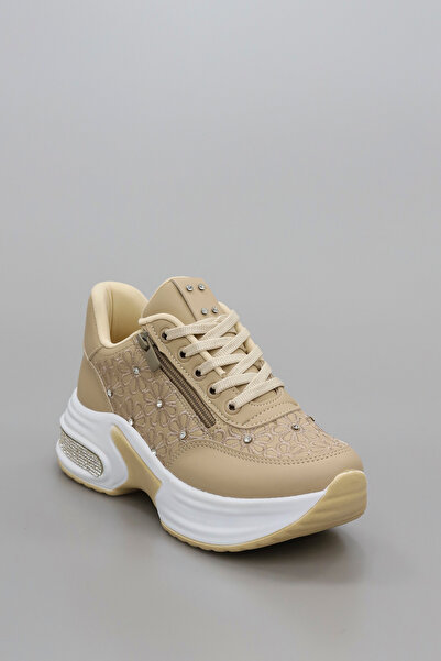 kajal ayakkabı Mdln 492 Floral Motif Stone Detailed Side Zipper Sneakers