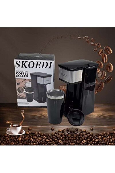 bestron SKOEDI Coffee Maker with Insulated Cup for Ground Filter Coffee, For 2 Large Cups, Ideal for