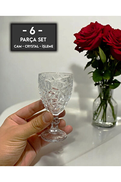gkzglass home dekor Footed Handcrafted Rose Glass Crystal Coffee Side Water Glass Presentation Set of 6