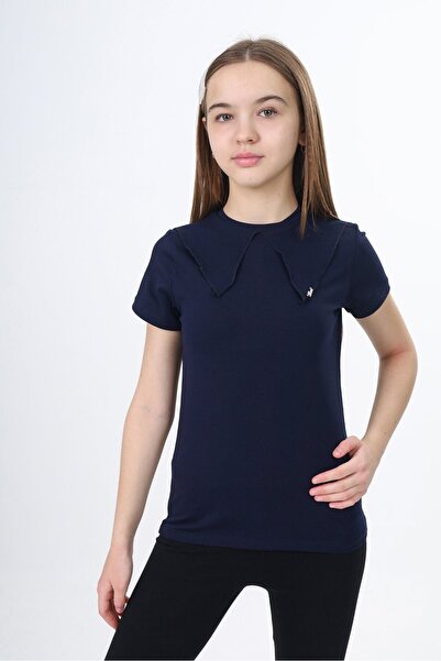 Toontoy Κοριτσίστικο μπλουζάκι με γιακά και κοντά μανίκια