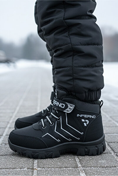 TOFİSA Girl's Gray Plush Faux Leather Boots - 28030-Gri