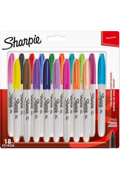 Sharpie Permanent Markers | Fine Tip | Playful Assorted Colors | 18 Pack, Mul...