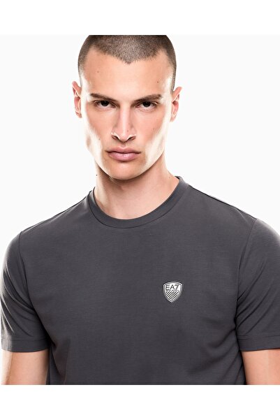 EA7 Men's Regular Fit Round Neck Short Sleeve Gray T-Shirt 8Npt16 Pjrgz-U8117