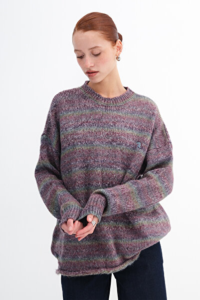 Addax Multi-Colored Striped Knitwear Sweater K13903