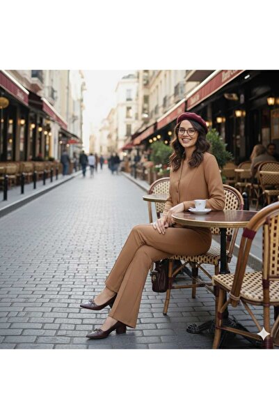 Cemre Life New Deux Modern Design Buttoned Flared Knitwear Set