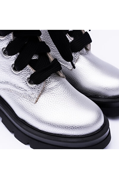 VAGAM Silver Boots Made of Genuine Leather with High Soles