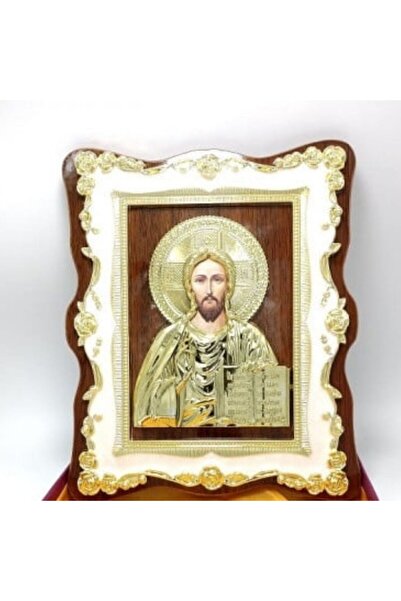 OEM Icon of the Savior Jesus Christ, Wood Stand, Gold