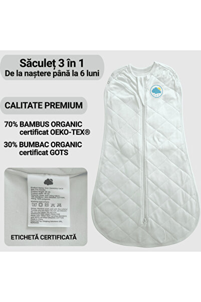 Miriboo Baby Changing System, Convertible, 0-6 Months, 1 TOG, PREMIUM Bamboo, Temperature Indicator