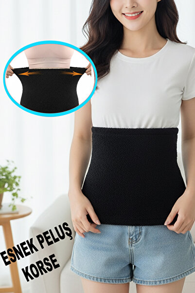 Leiste Black Unisex Plush Waist Corset Waist Warmer Prevents Pain - Supports
