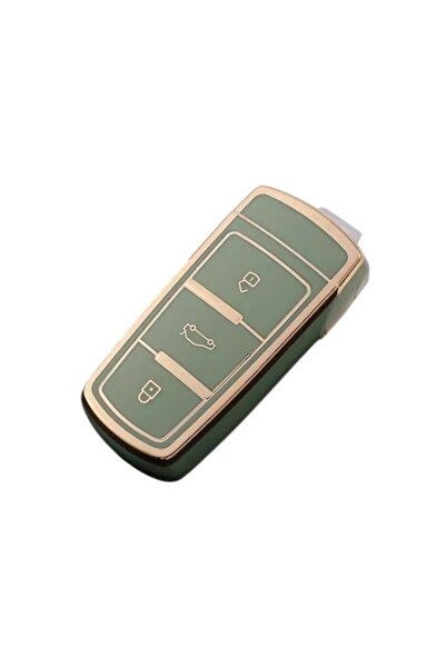 OEM Smart key cover for Volkswagen VW CC / Passat B6 B7 / Passat 3C CC M6, green (for start-stop cars)