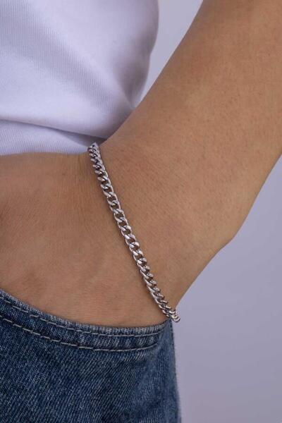 Gümüş Pazarım Thick Link Gourmet Chain Steel Men's Bracelet