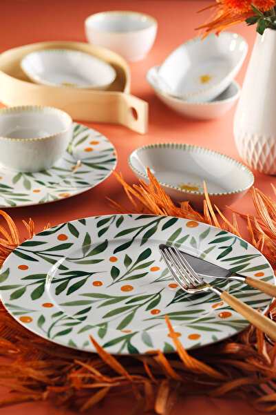 Kütahya Porselen Verde Natura 8 Piece Breakfast Set for 2 People