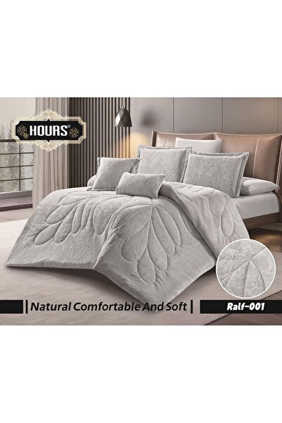 HOURS Rimas Winter Bedspread with Butterfly Pattern, Velvet, Faux Fur, Double Size, 8 Pieces