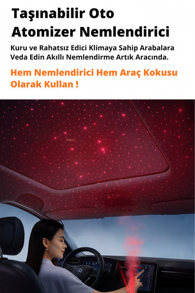 KETENOFFİCİAL Rgb Led Işıklı Hava Nemlendirici Yıldız Tavan Efektli Buhar Makinesi Aroma Difüzör Oda Nemlendirici
