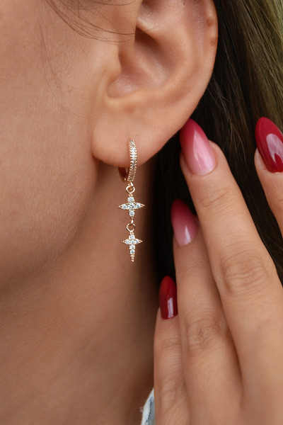 Sacce Scarves&Accessories Kuzey Yıldızı Charm Detaylı Sallantılı Halka Küpe